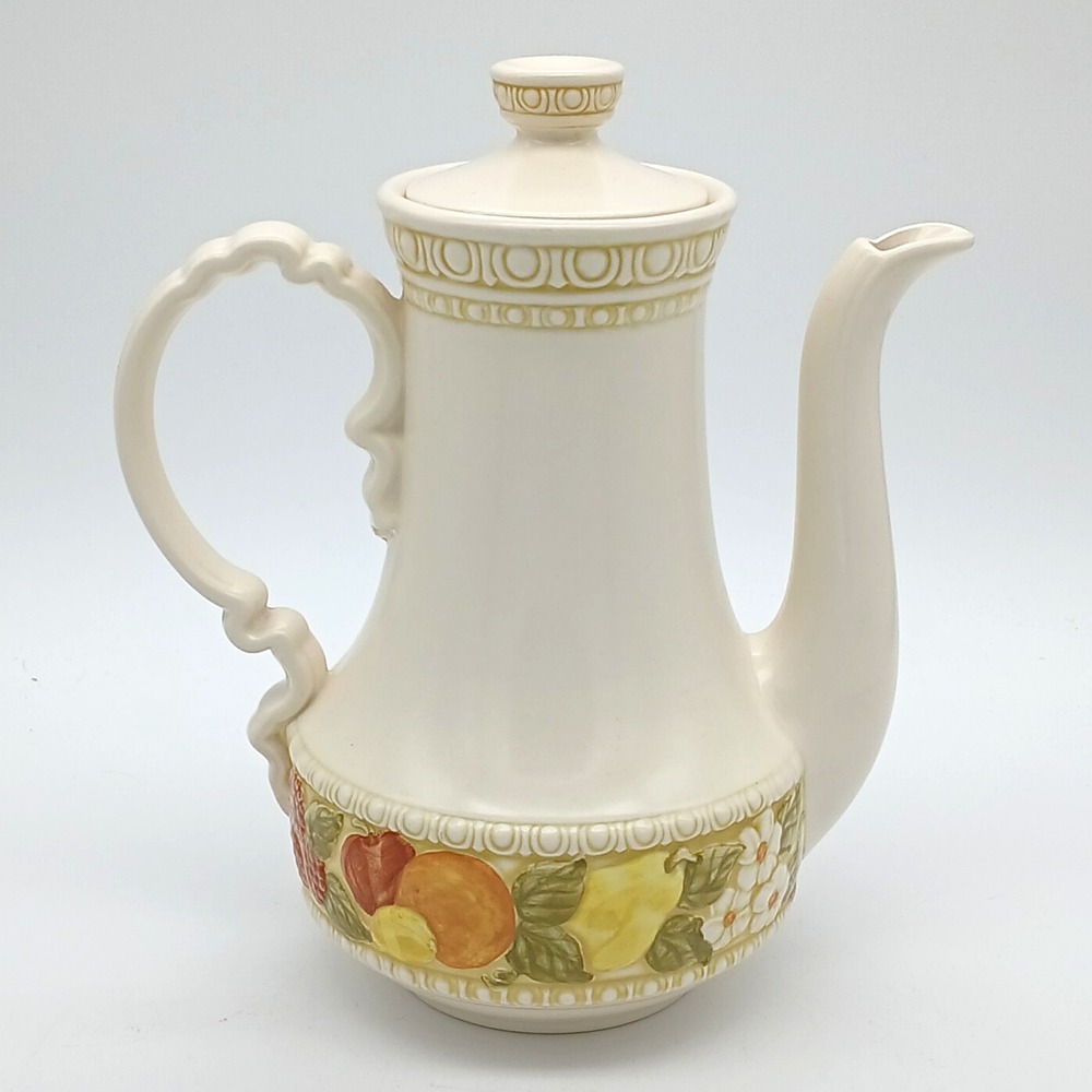 Vernon Metlox Vernonware Della Robbia Coffee Pot w/ Lid 10.5" California USA
